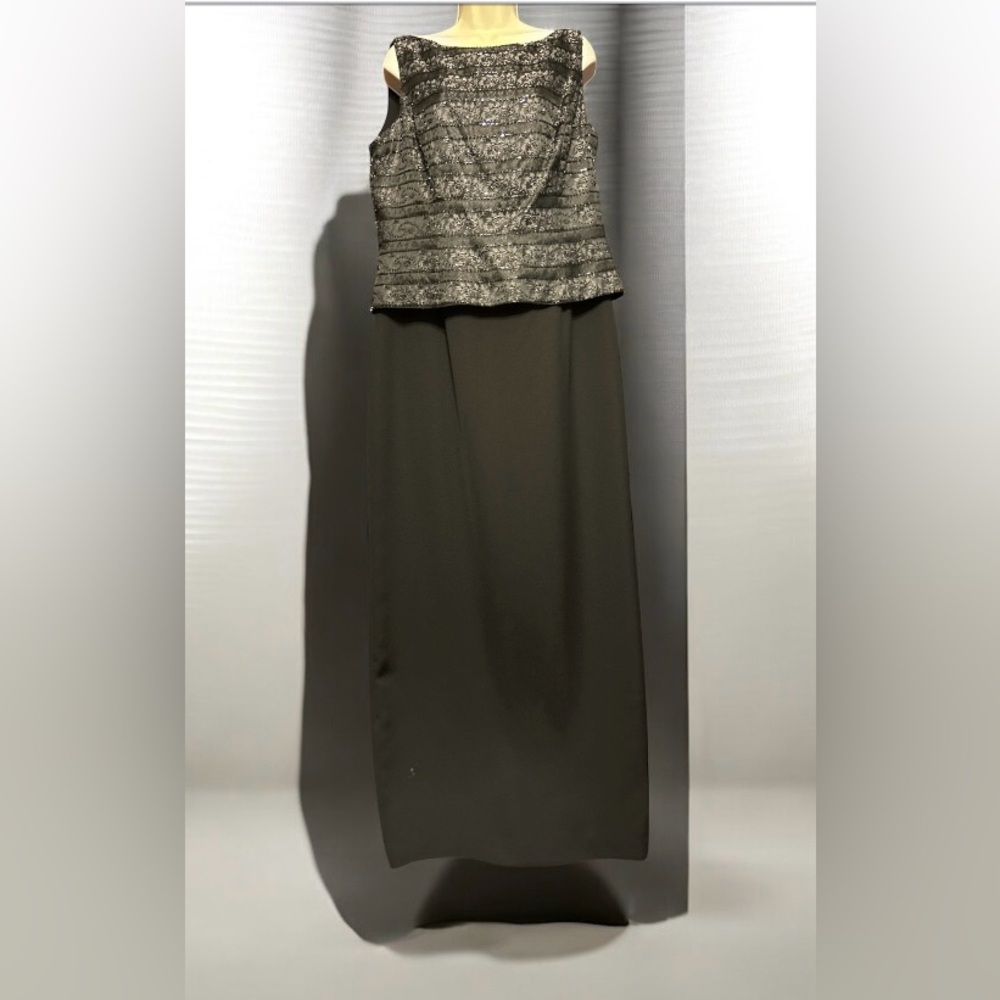 Marie St. Claire Black Beaded Evening Gown, Wedding, Cruise, 16